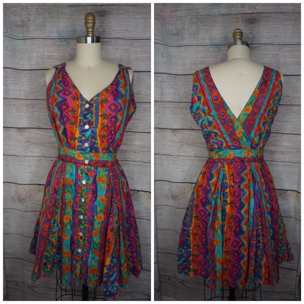Colorful button down dress